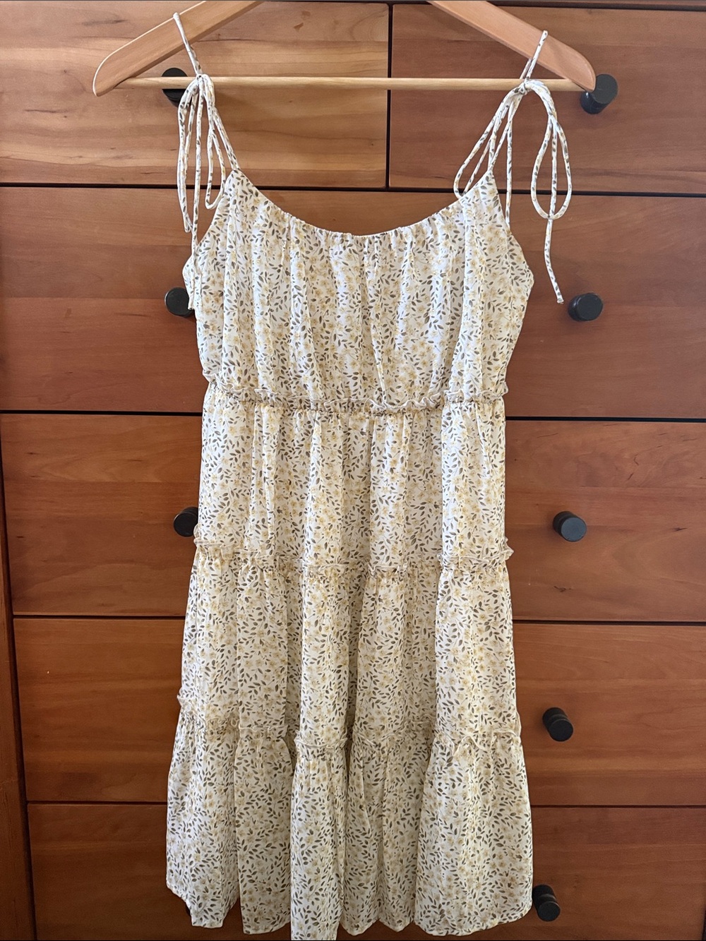 Floral Tie-Shoulder Sundress in Cream